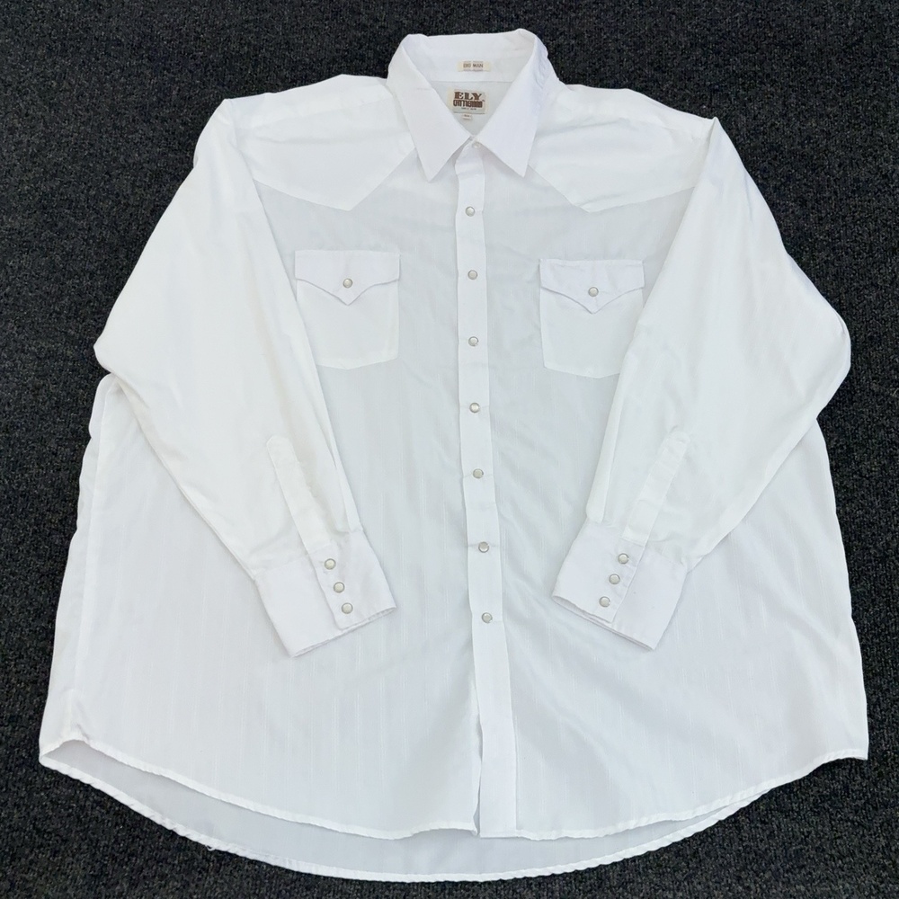 Ely Cattleman Shirt Mens Big 3X White Stripe Long Sleeve Western Snap Pockets